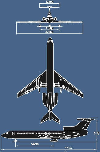 Размеры Ту-154