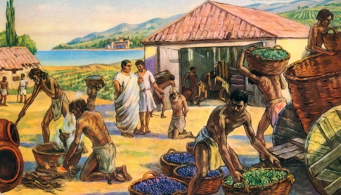 Цветная иллюстрация XII. В имении римского рабовладельца