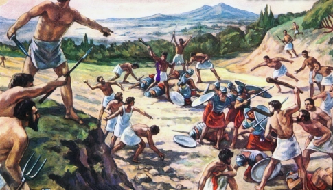 Нападение восставших рабов на римских воинов